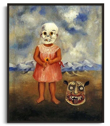 Inspiration Fille avec masque mortuaire Frida Kahlo - peinture à l'huile
