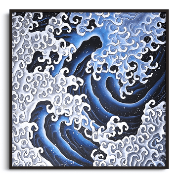 Inspiration Vague masculine Hokusai - peinture à l'huile